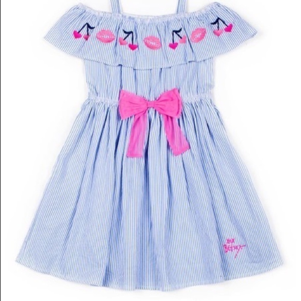 Betsey Johnson blue seersucker‎ embroidered dress 4